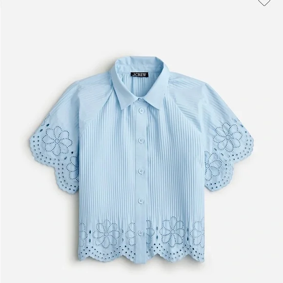 I crew Pleated Trim Shirt in Cotton Poplin - Picture 2 of 11